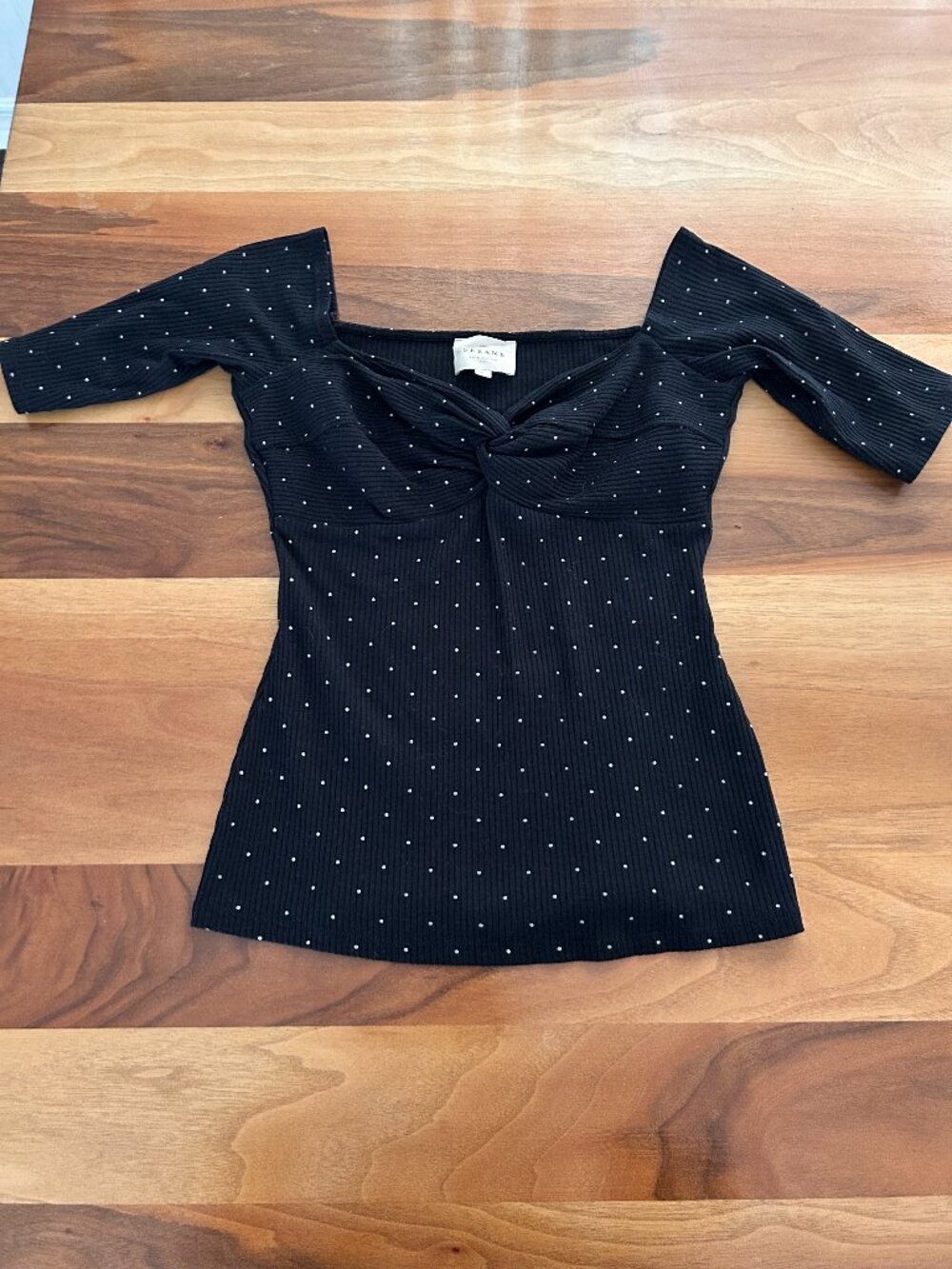 Sezane Caro Top Black & White Polka Dots Size Small
